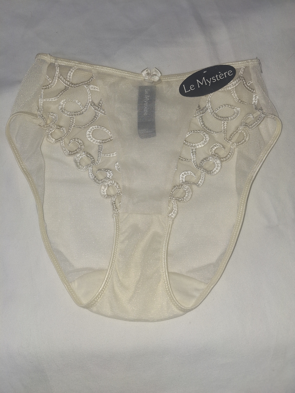 Le Mystere Cream Sheer Embroidered Bikini Brief